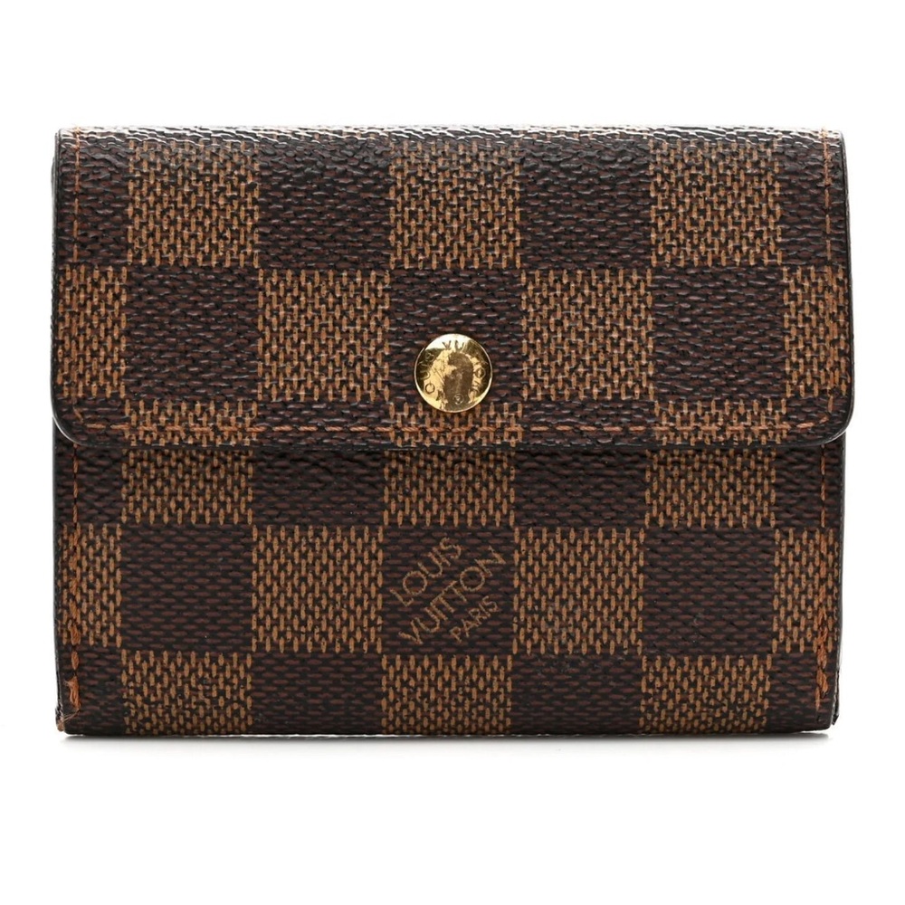 Louis Vuitton Damier Ebene Coin Purse Card Holder Wallet + Entrupy COA